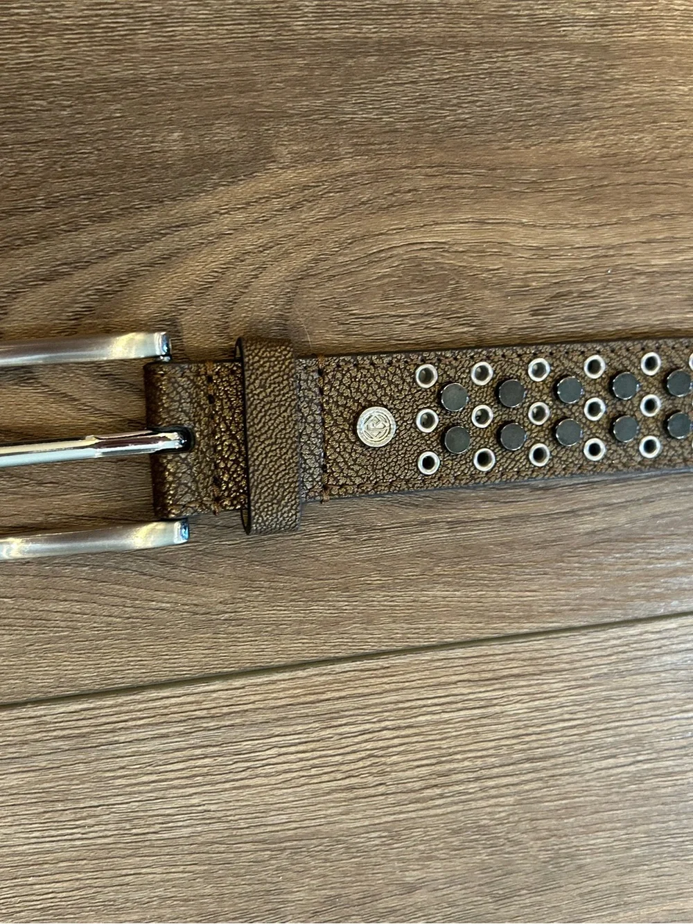NWT Studded Belt Womens S Brown Bronze Grommet Western Boho